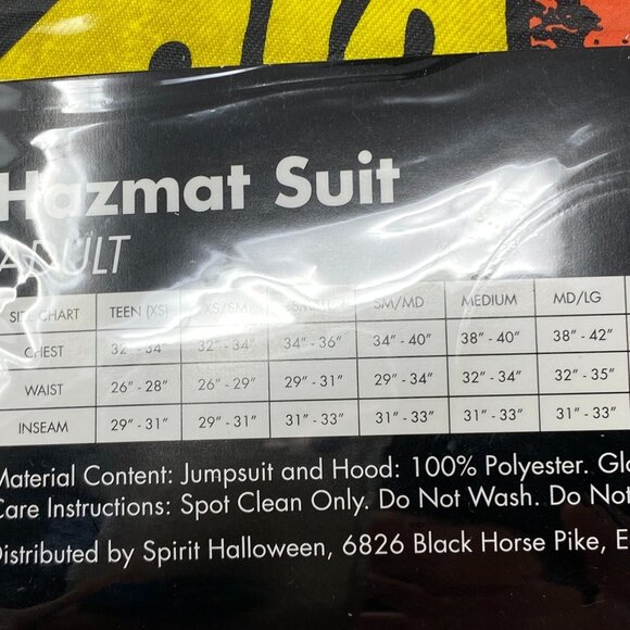 Spirit Halloween Adult Hazmat Suit Costumen Halloween Toxic Cleanup Biohazard - Picture 10 of 10